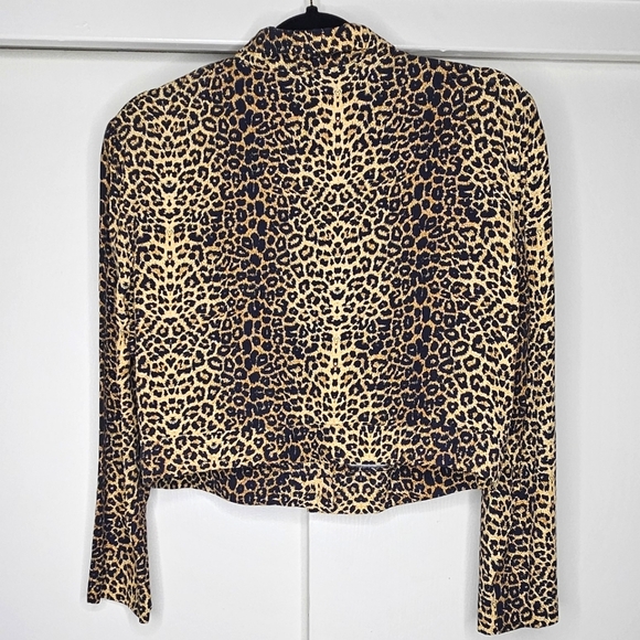 90s VTG MENU Leopard Print Cropped Jacket Sz 12 - Picture 7 of 7